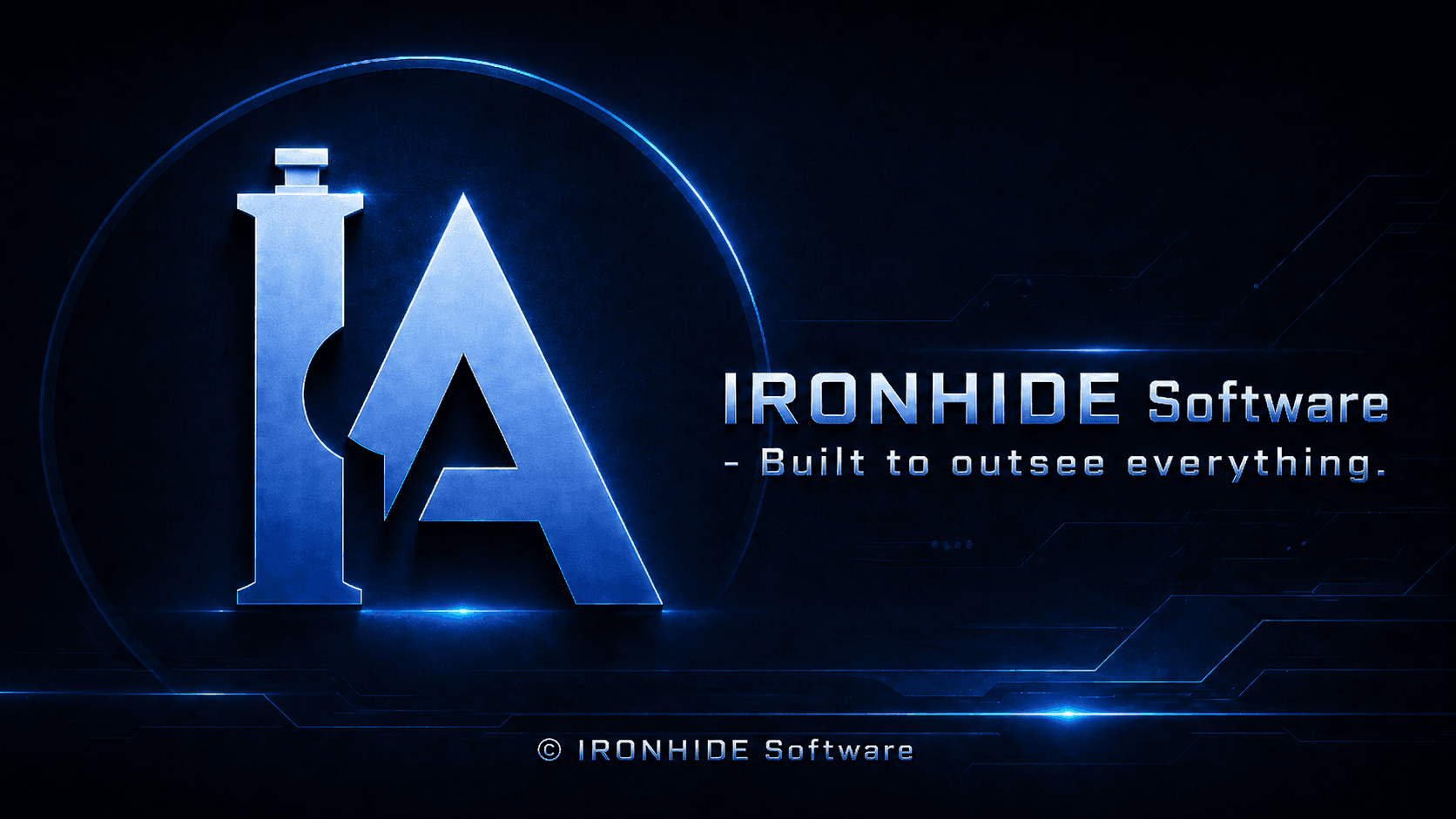 IRONHIDE Software — metallic IA logo